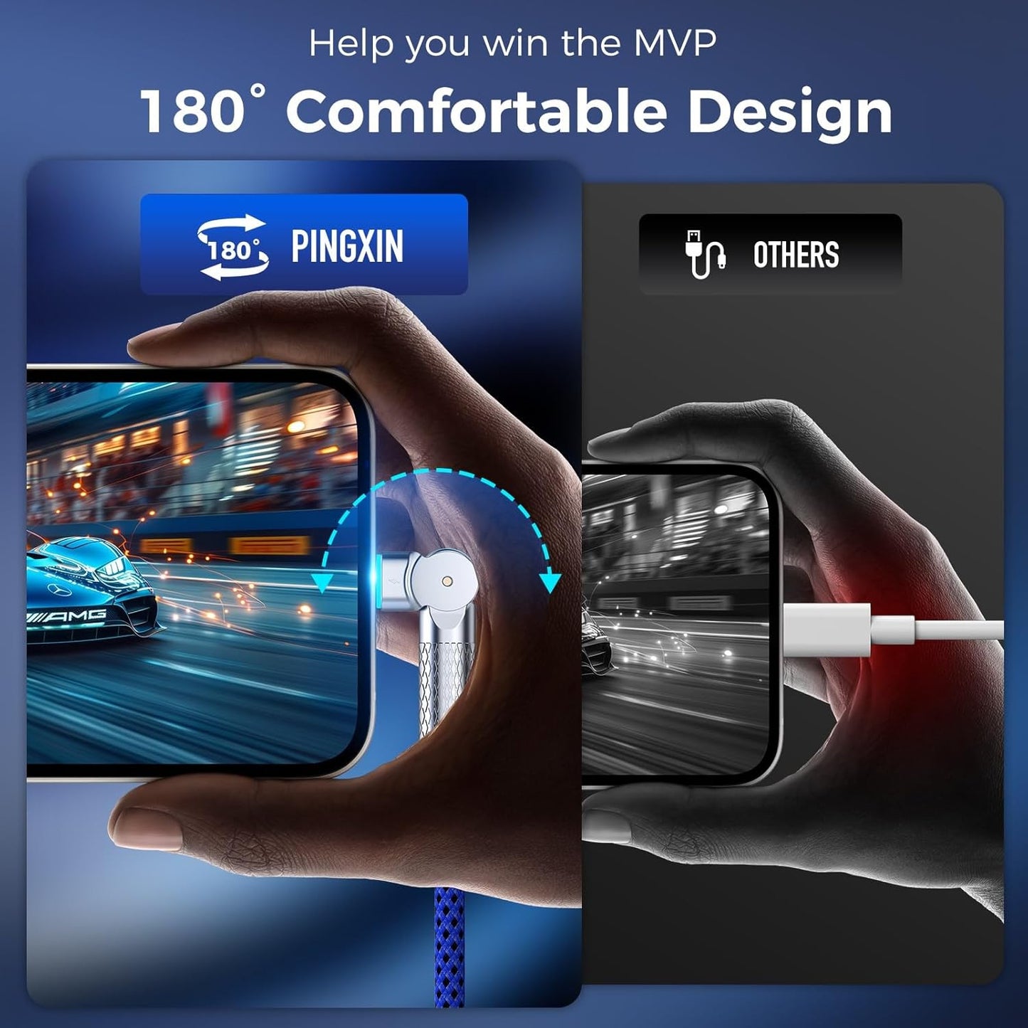 USB C to USB C Cable 10FT 240W, 180°Rotating USB C Cable Braided Type C Charger Cable Fast Charge for iPhone 16/16Pro/16Plus/16ProMax,MacBook Air,iPad Pro,Pixel,Samsung Galaxy S23/S24Ultra-Blue