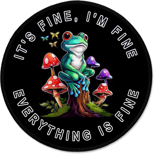 ITNRSIIET Round Mouse Pad with Stitched Edge Premium-Textured Waterproof Non-Slip Rubber Base Desktop Protection Mat Diameter 8.7 inches, Cute Frog