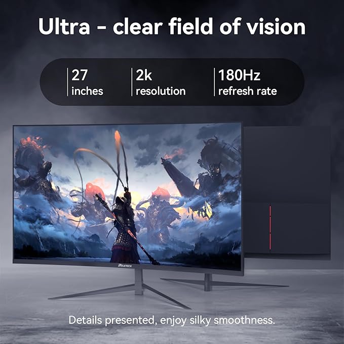 27Inch Ultrawide Curved 180Hz Gaming Computer Monitor -2K QHD(2560x1440) 1800R PC Screenr, 4000:1 Contrast Ratio, 1x Display Port, 2X HDMI ，（G27X Flex Pro）