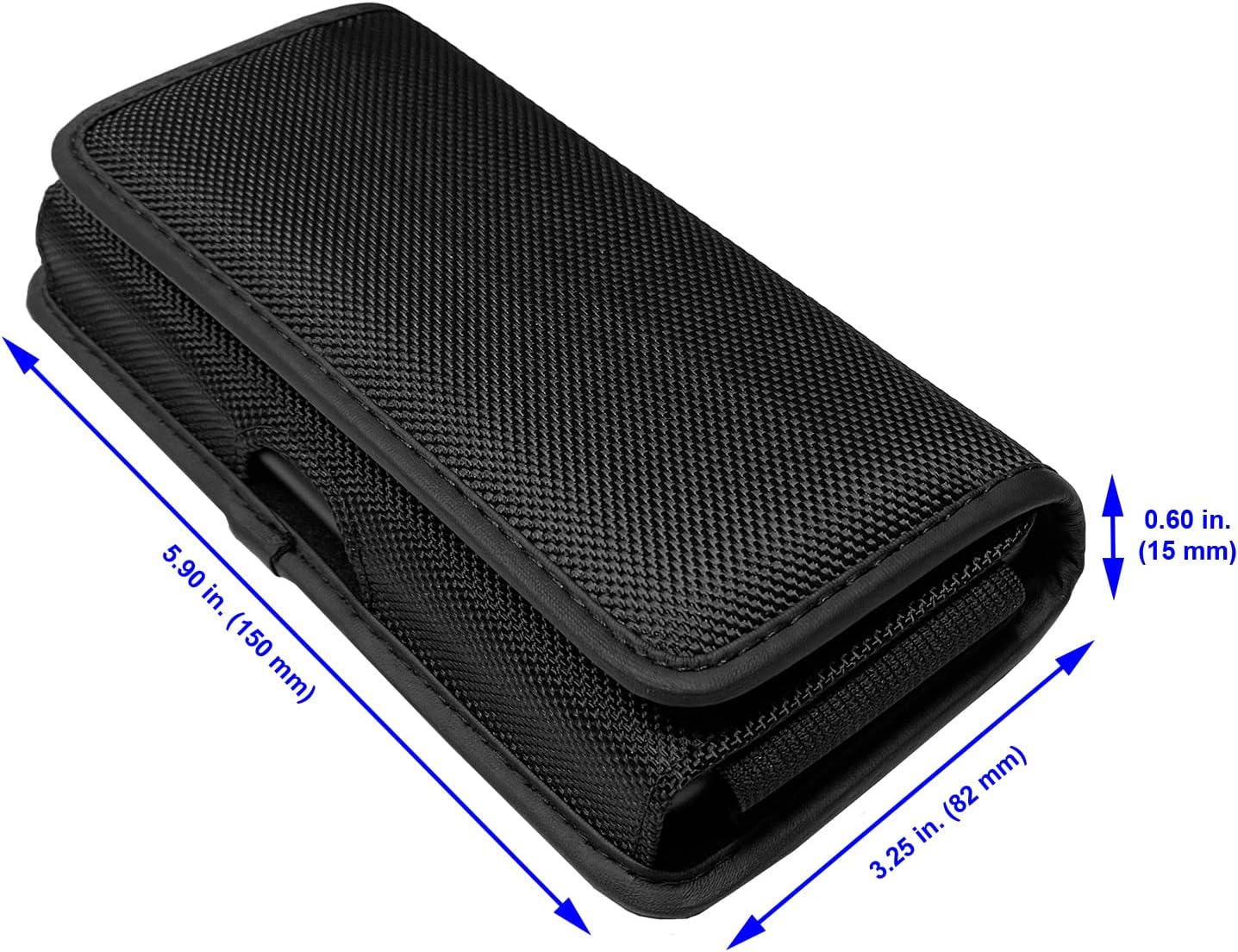 Nylon Cellphone Holster for iPhone 12/13/14/15 Pro, Cricket Debut, Calypso 1/2, Nokia C100, Samsung S22 5G S10, Horizontal Case Canvas Waist Carrying Pouch with Belt Clip/Loops, Black