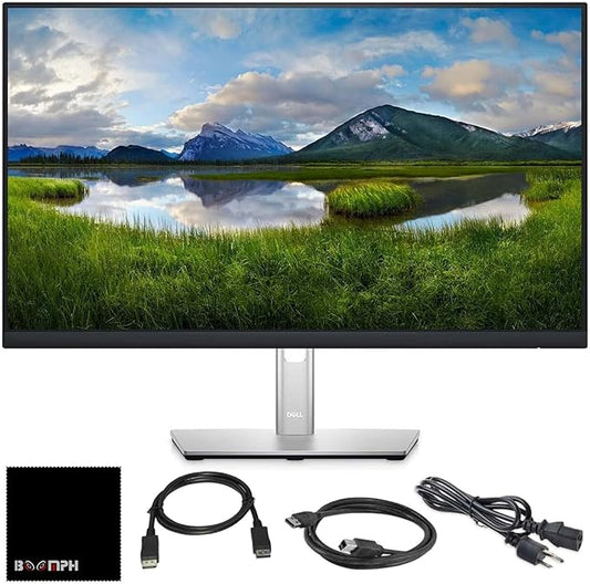Dell P2225H 22" Full HD IPS Monitor – 1080p, 16:9, DisplayPort & USB 3.0 Cables – Latest Model – Boomph's Comprehensive Ultimate Performance Cloth Solution for Your Workspace