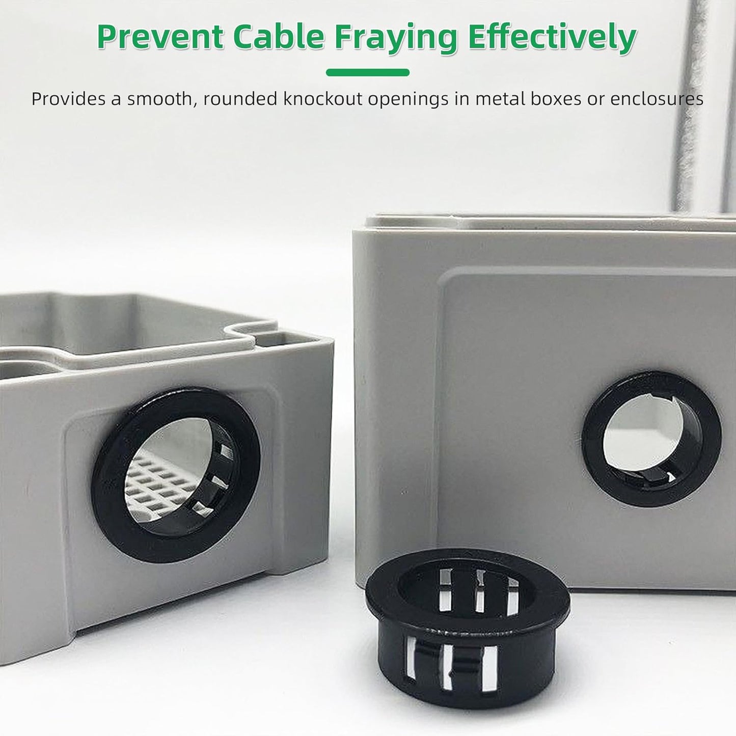 1-3/4"(45mm) Black Snap-in Knockout Insulating Bushing Grommets, Plastic Cable Hole for Wiring, Round Nylon Snap-in Locking Electrical Wire Cord Hose & Tubing Bushings, 8pcs