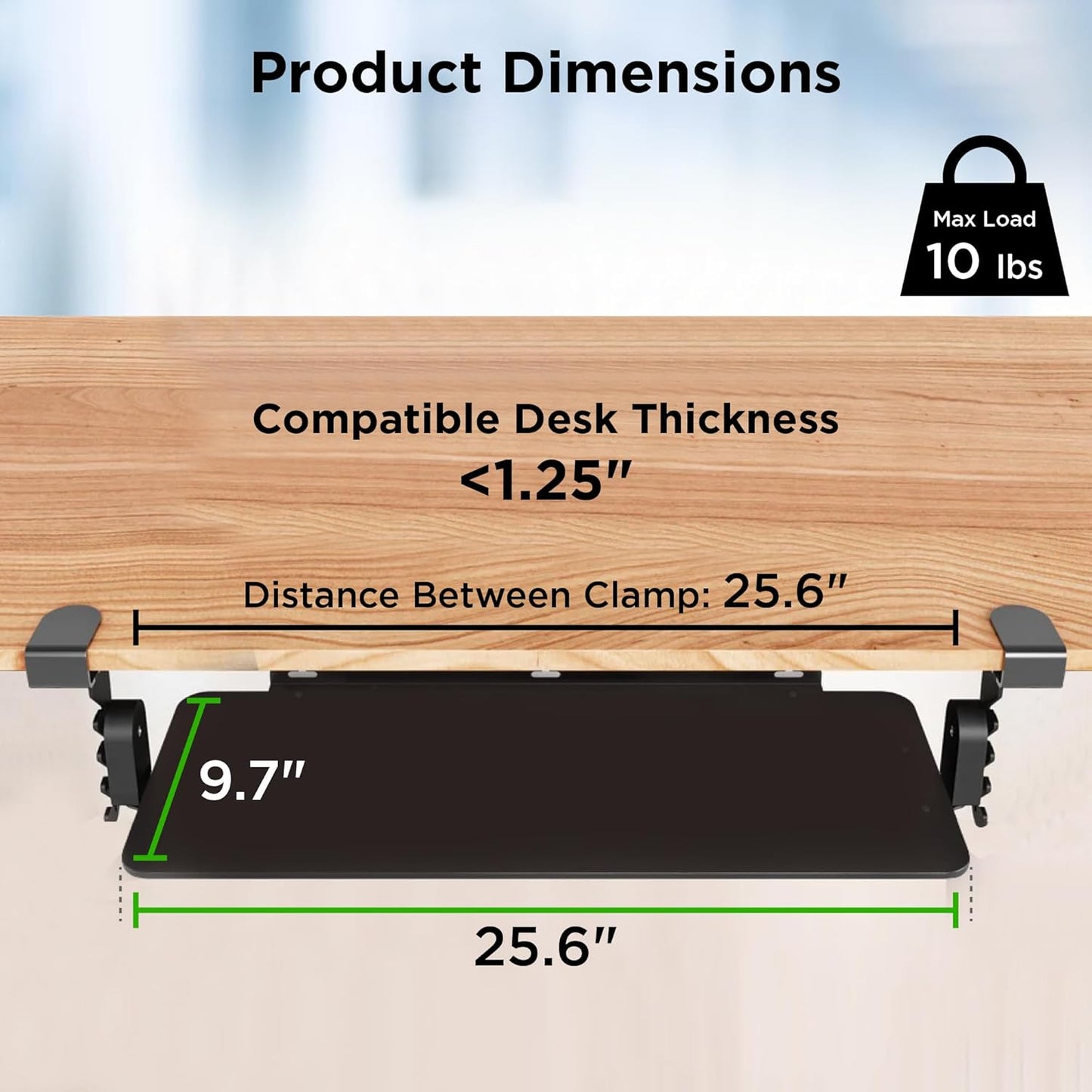 Kt4 Clamp on Keyboard Tray, Adjustable Slide Out Drawer for Desk, Height Tilt Adjustable Keyboard Holder, Under Desk Pull Out Tray (Black)