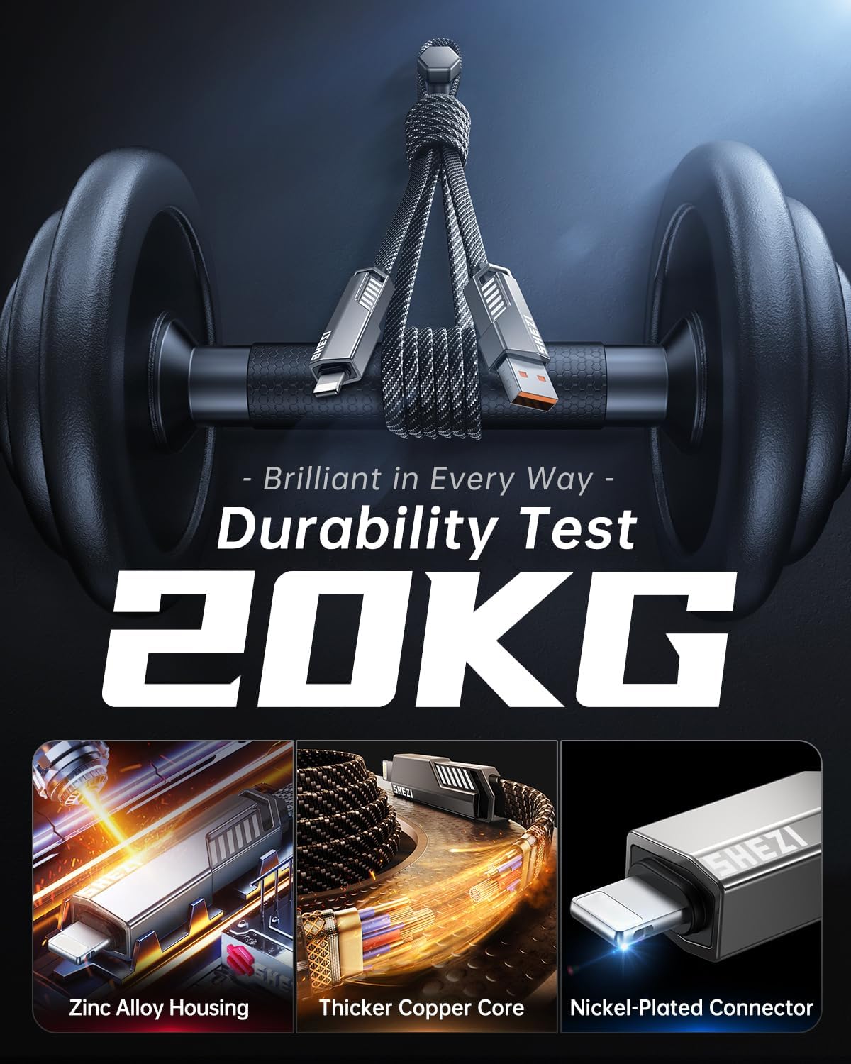 4-in-1 Long USB C Cable 60W 15FT Compatible With Lightning Cable [Fast Charging&Data Transfer] Flat Nylon Braided for iPhone iPad Charger Cord, Multi Charge Wire Combo with L/Type C/USB A Port