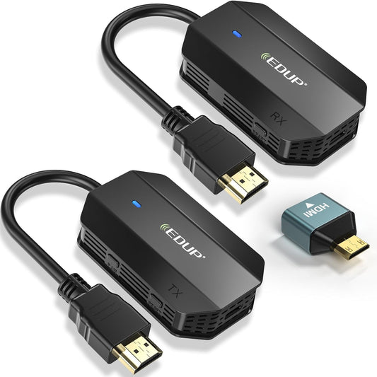 2025 Upgraded Wireless HDMI Transmitter and Receiver 4K Ultra HD Decoding & 1080P Output, Long Range Wireless HDMI Extender Transmission, Plug and Play, 1 RX to 8 TX, Stable & Low Latency