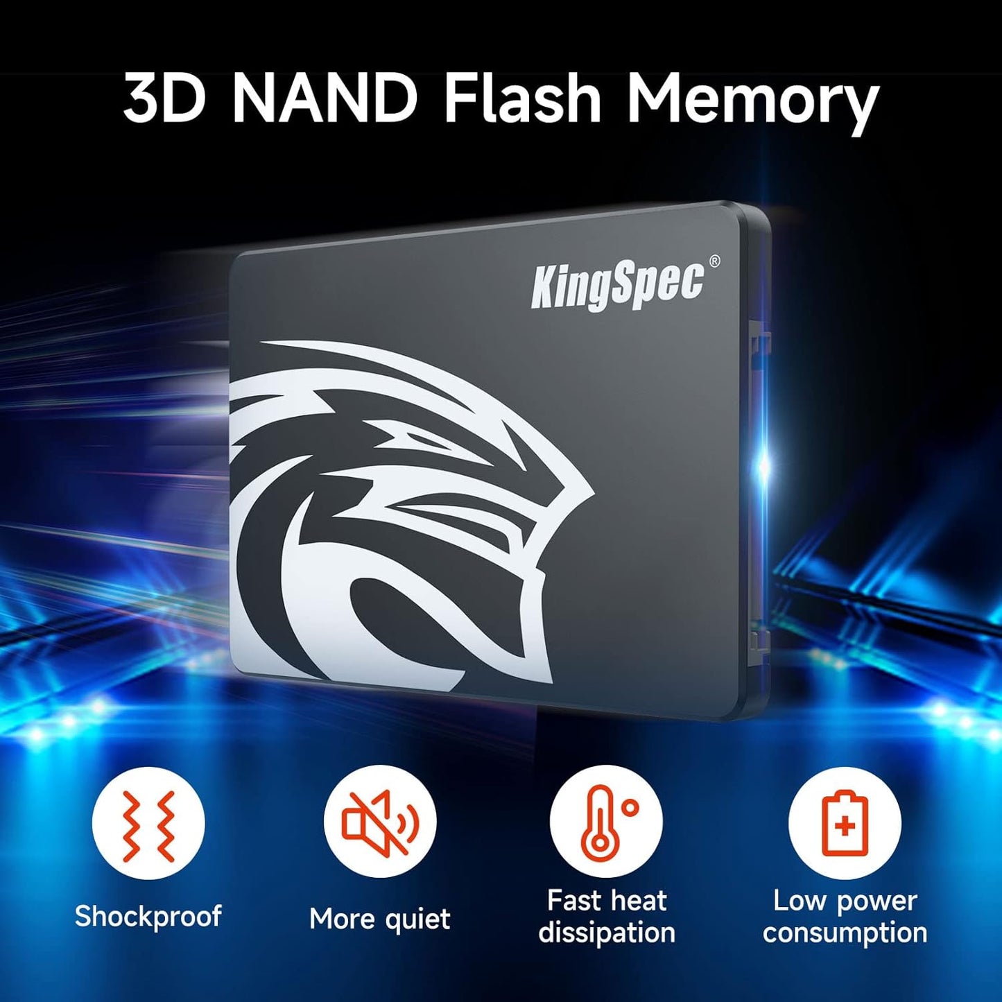 KingSpec 4TB 2.5 SSD SATA III Internal - 550MB/s Read, 520MB/s Write with 3D NAND Flash, for Laptop & Desktop PC Upgrade