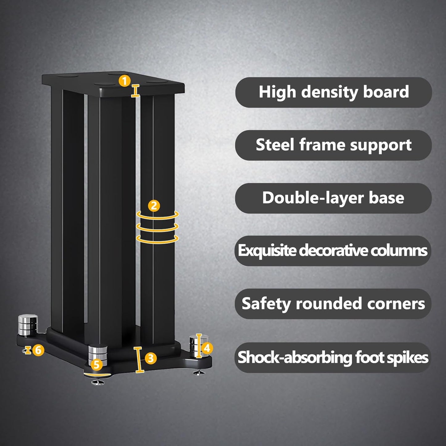 A Pair of Speaker Stands, Bookshelf Speaker Stand Steel Frame Support for Speakers up to 40 kg, Vibration-Absorbing MDF Design, Universal Speaker Stand Improves Sound Quality (70cm/27.5in)