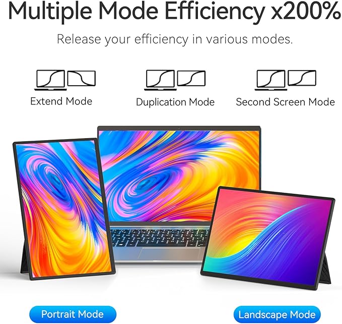 16" 2.5K Portable Monitor - QHD Laptop Screen Extender 100% sRGB Wide Color HDMI/USB C/USB A Travel External Display Stand Gaming Monitor for PC Windows MAC Computer Switch Phone Xbox PS4/5