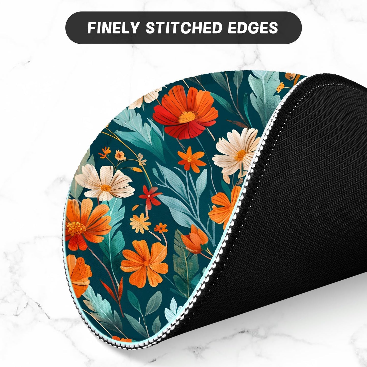 ITNRSIIET Round Mouse Pad with Stitched Edge Premium-Textured Waterproof Non-Slip Rubber Base Desktop Protection Mat Diameter 8.7 inches, Beautiful Flowers