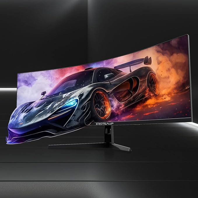 49 Inch Curved Ultrawide Gaming Monitor, 4K (3840x1080P), 165Hz, HDR10 1500R, 32:9, AMD FreeSync, 125% sRGB, Computer Monitor, HDMI/DP VESA100*100mm Black