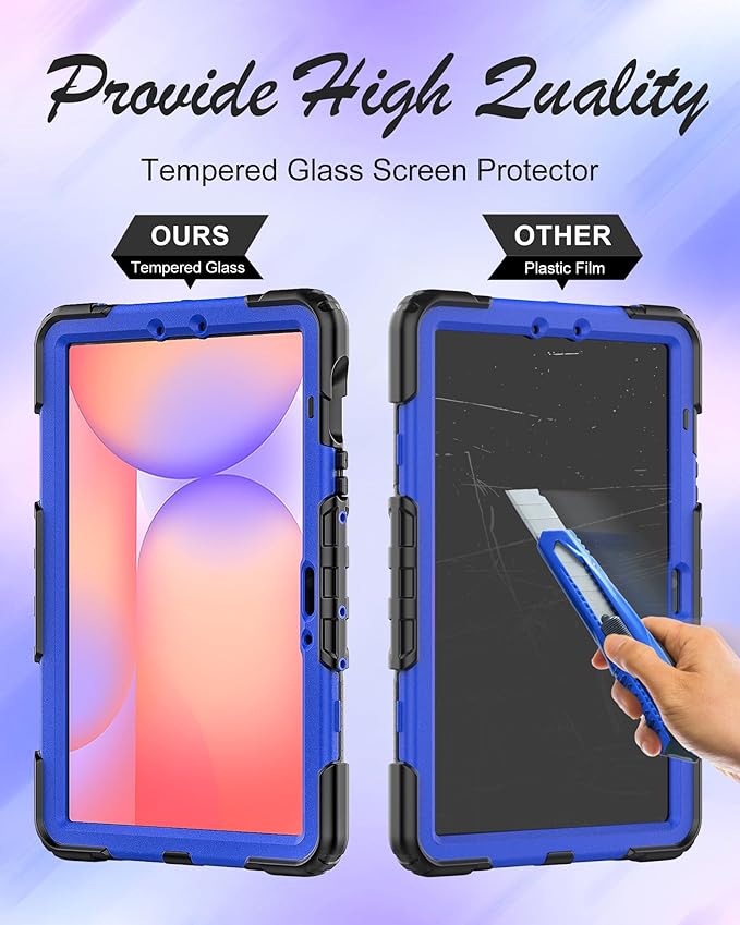 Case for Samsung Galaxy Tab S10 Lite/ S10 FE / S9 FE 10.9 Inch / S9 11'' 5G Protective with Screen Protector/Pen Holder/Hand Strap, Heavy Duty Shockproof Tablet Cover for S10 Lite, Blue