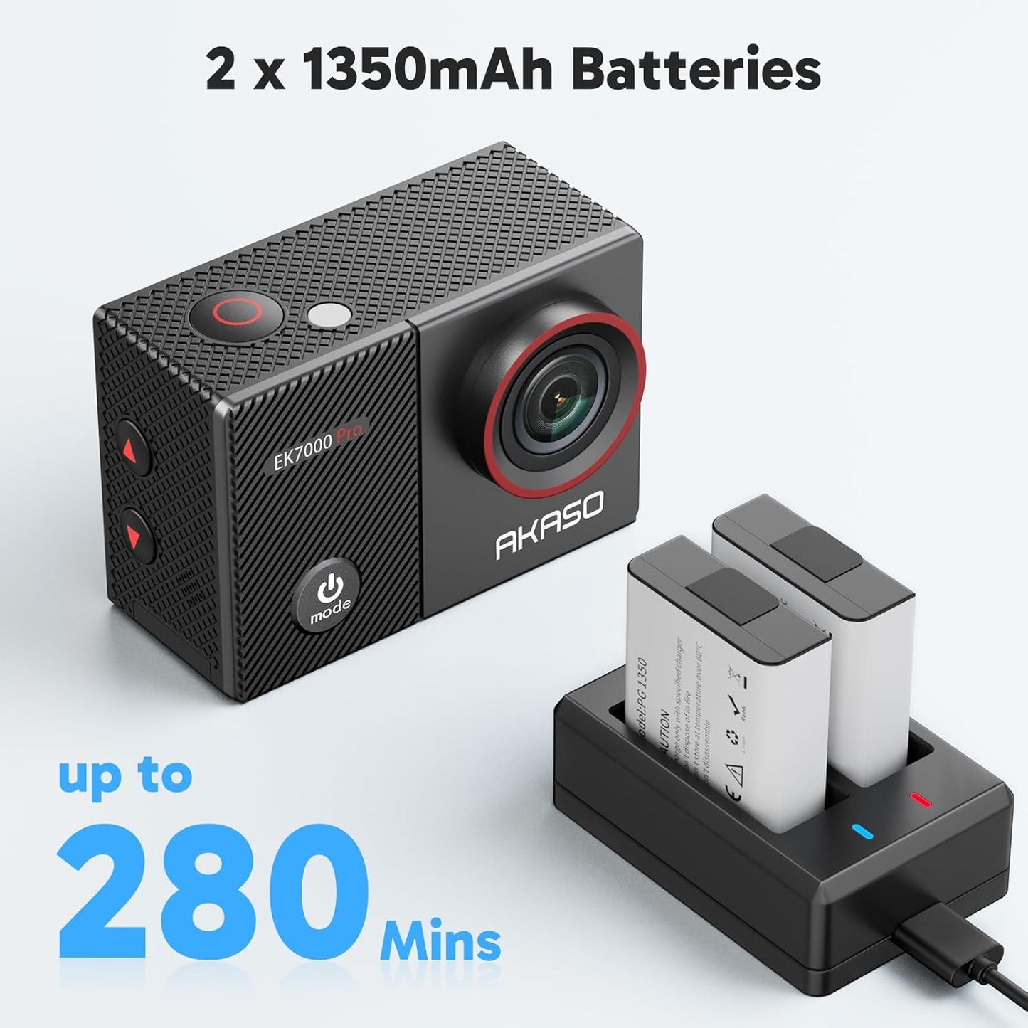 AKASO EK7000 Pro 4K30fps Action Camera with 64GB MicroSDXC U3 Memory Card Accessories Kit Bundle Ultra HD 131FT Waterproof Camera EIS WiFi Remote Control 5X Zoom Underwater Camera