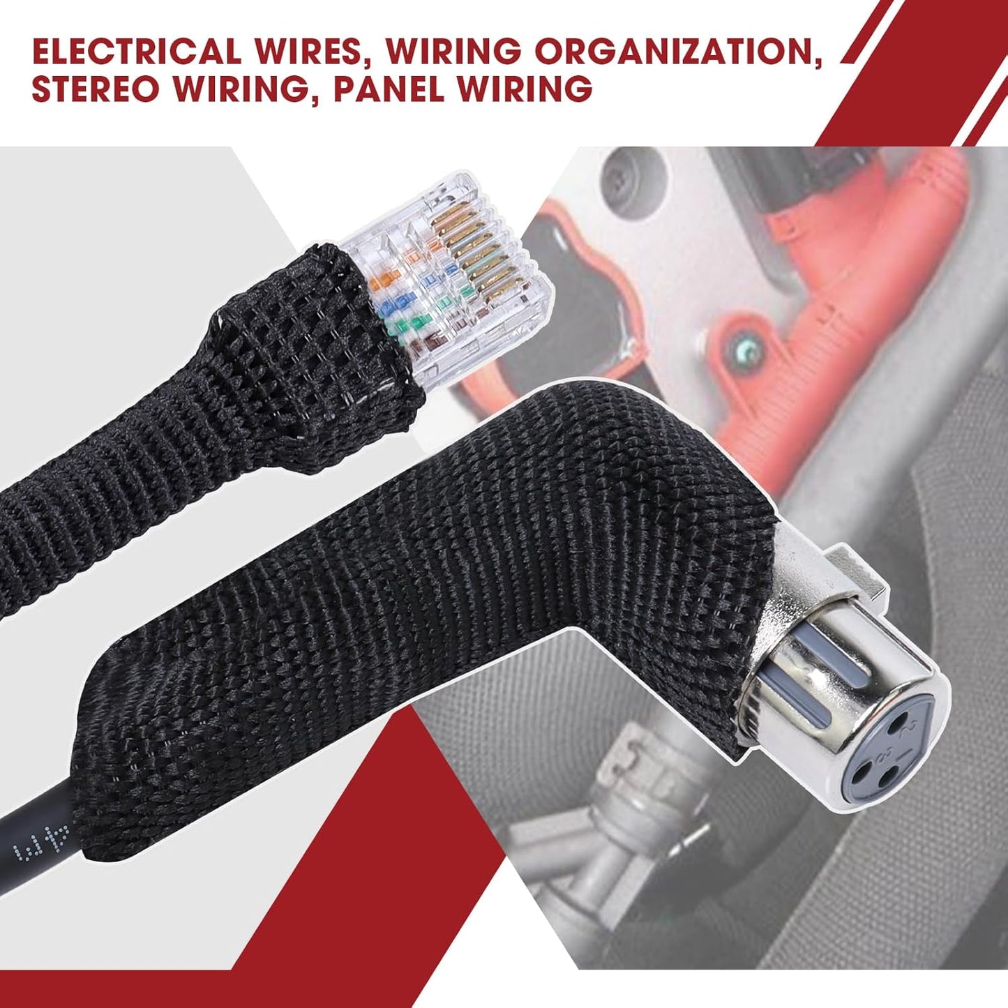 Heat Shrink Wire Loom 2:1 Shrinkable Braided Cable Sleeve 1-3/8 Inch ID-46ft Abrasion Protection Flexibility Fabric Wiring Harness Cover Sheath