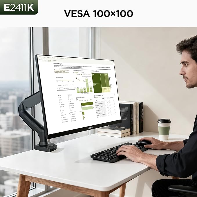 KOORUI 24 Inch 144Hz IPS Computer Monitor Full HD 1920 x 1080p Ultra-Slim Display with HDMI VGA, Adaptive Sync, 99% SRGB, VESA 100x100mm, Eye Care, Tilt, Black, E2411K