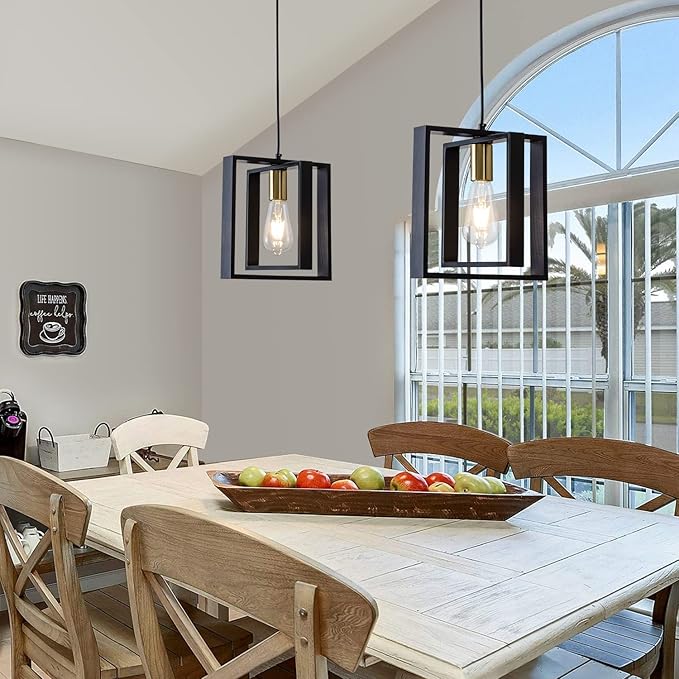 Black Farmhouse Pendant Light,1-Light Small Chandelier,Wood Dining Room Light Fixture with Adjustable Cord,Hanging Lights for Hallway, Kitchen Island, Foyer, Entryway