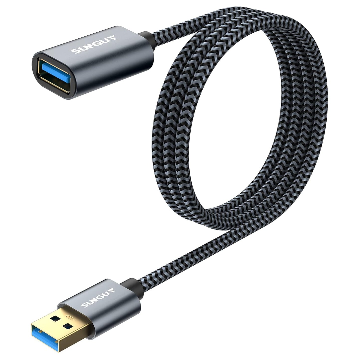 SUNGUY 5Gbps USB 3.0 Extension Cable, 3FT USB Extender, USB A Male to Female Cord, Braided High Data Transfer Compatible with Xbox, Hard Drive, Webcam, USB Keyboard, Mouse, Flash Drive, Oculus VR