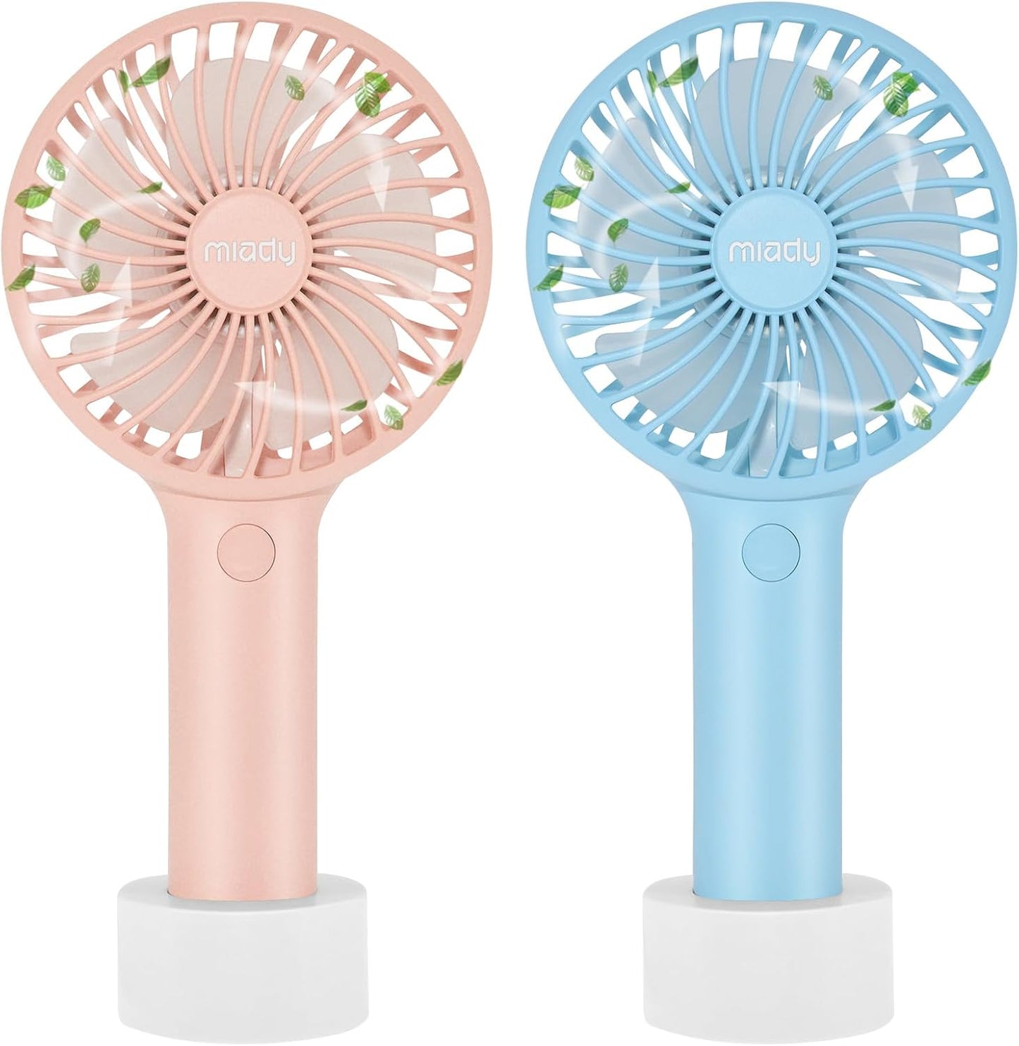 Miady 2-Pack Upgraded 5000mAh Portable Handheld Fan 3 Speed Mini USB Strong Wind 7-20 Hours Runtime Personal Electric for Travel Office Outdoor (Cream Blue+pink)