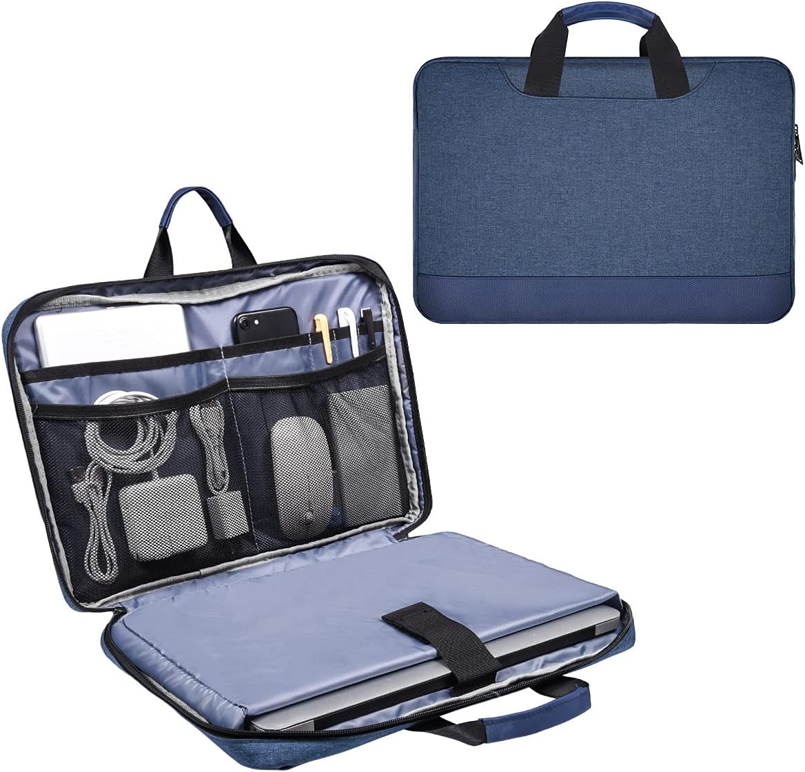 15.6 Inch Laptop Sleeve Bag, Waterproof Men Women TSA Case for Macbook Pro 16 M4 M3 M2 M1, Acer Aspire E15/Predator, Lenovo Ideapad 1 15.6, HP Envy/Victus 15.6, ASUS Dell 15 Case, Navy Blue