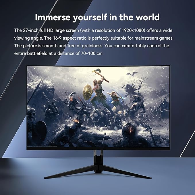 27" Full HD (1920 x 1080) Gaming Office Monitor Fast-IPS Panel FreeSync Compatible 120Hz Refresh sRGB 100% 16.70 Million Colors VESA 100 * 100mm Compatible HDMI & VGA Ports（R27 Velo）