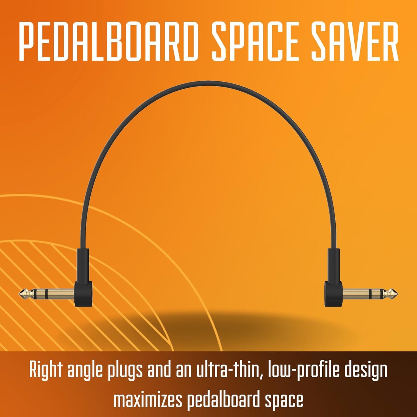 Rock Stock Stereo TRS Cable 1/4 Right Angle - 4" Ultra-Thin Flat TRS Patch Cable, Low Profile, Gold Plated, Braided Shielding, Maximize Pedalboard Space, Eliminate Noise, Connect Guitar Effects Pedals