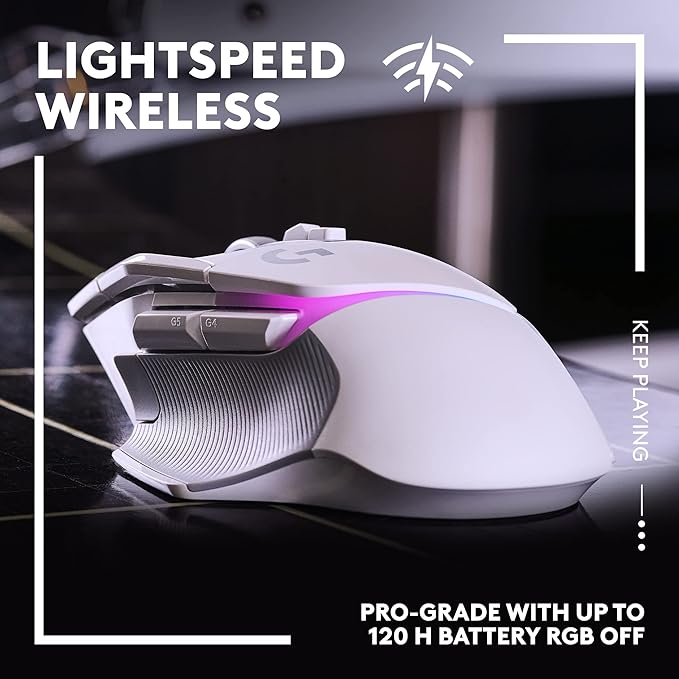 Logitech G502 X Plus Wireless Gaming Mouse - LIGHTSPEED Optical, LIGHTFORCE Switches, LIGHTSYNC RGB, HERO 25K Sensor for PC/Mac - White