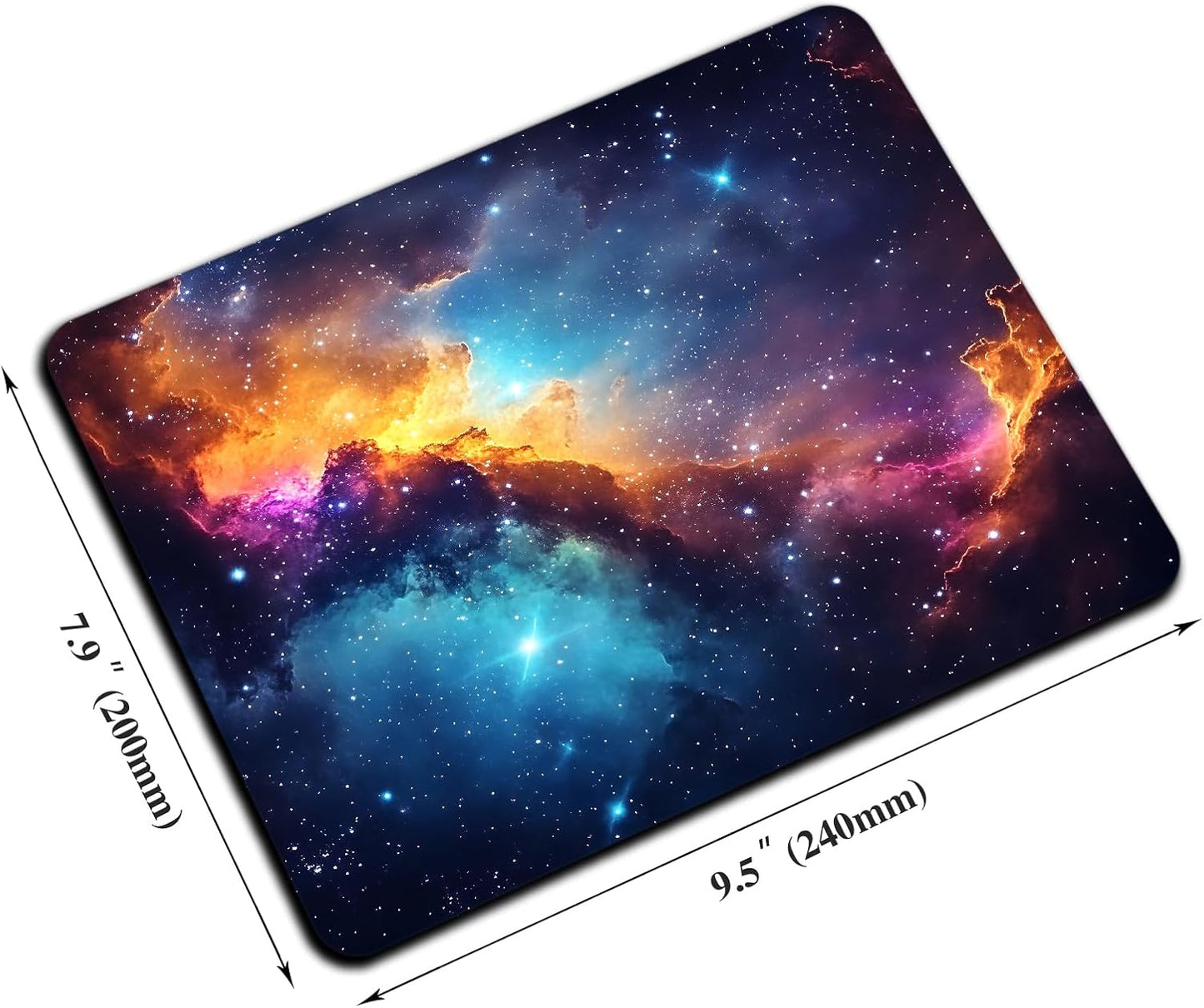 Mouse Pad, Glitter Blue Nebula Galaxy Mouse Pads for Desk, 9.5" x 7.9" Non-Slip Rubber Base Computer Mousepad with Women, Portable Square Design for Wireless Mouse and Pad Laptop Office & Travel