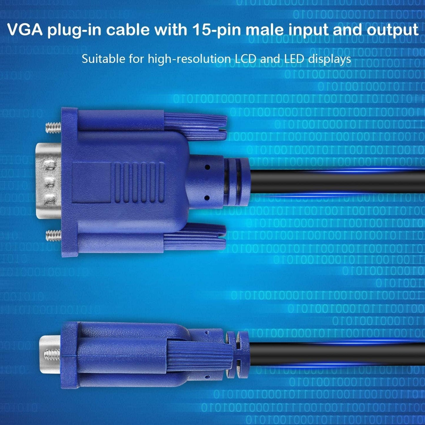 PASOW VGA to VGA Monitor Cable HD15 Male to Male for TV Computer Projector (65 Feet)