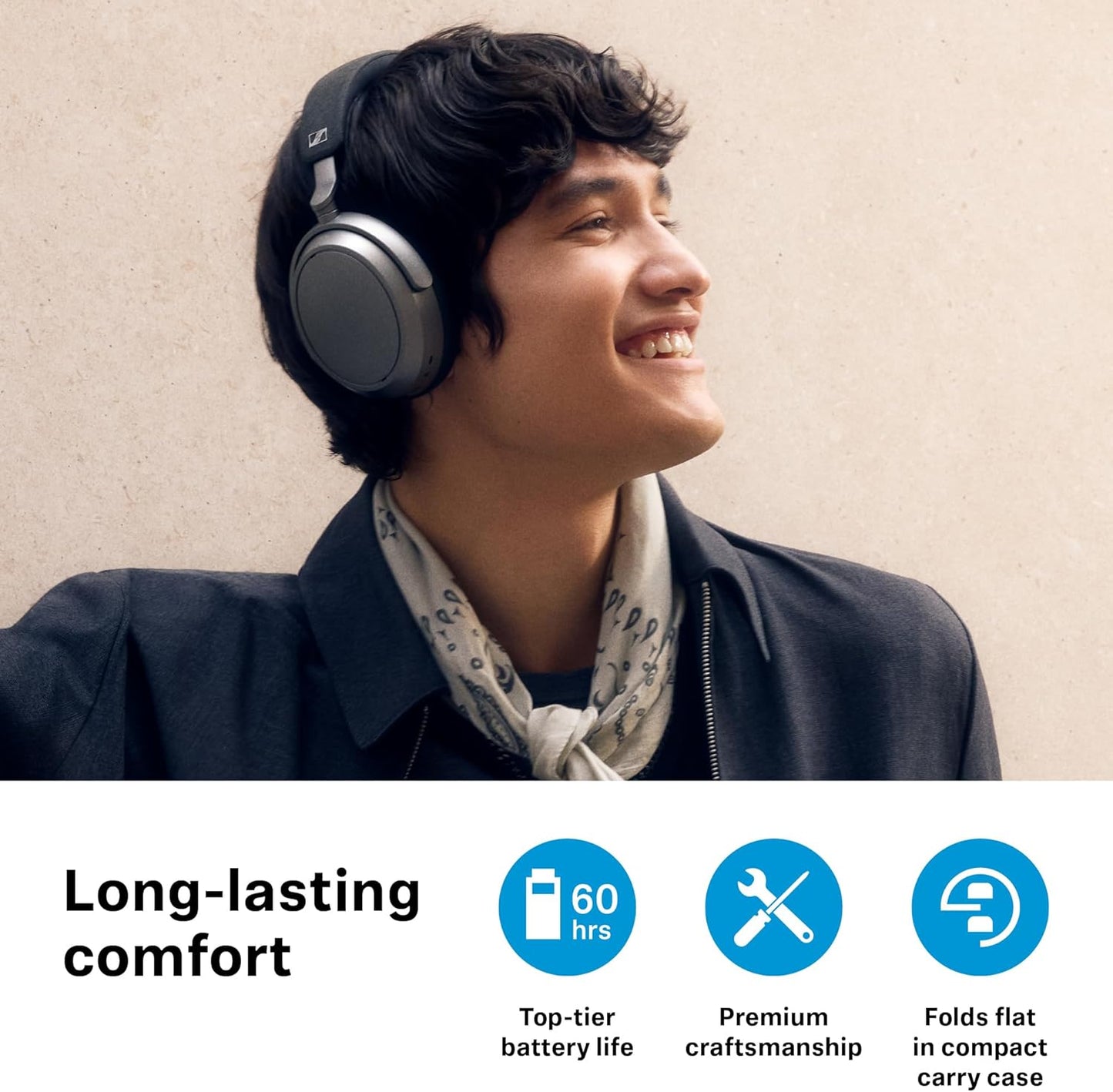 Sennheiser MOMENTUM 4 Headphones - Bluetooth Headset for Crystal-Clear Calls, Adaptive Noise Cancellation, 60h Battery Life, Lightweight, Graphite