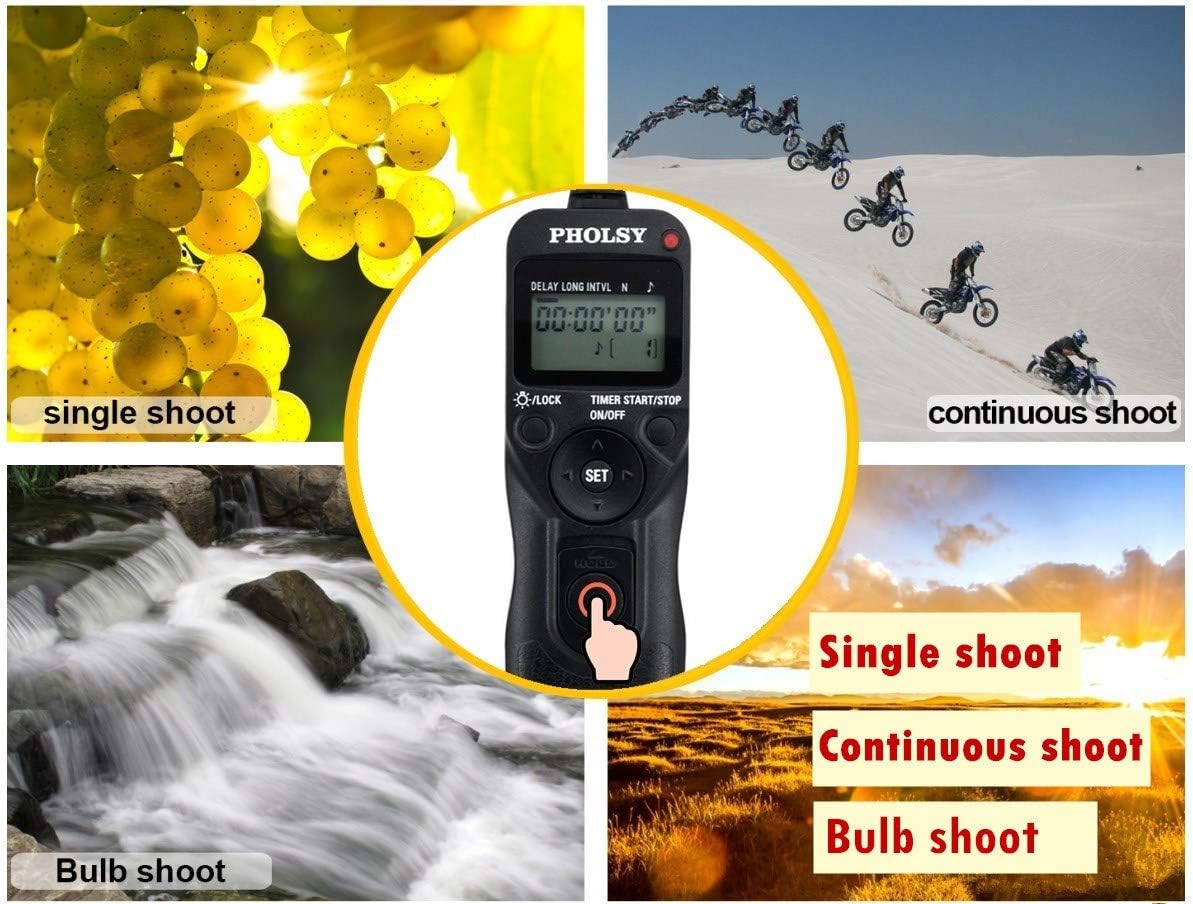 PHOLSY S6 Timer Remote Control Cable with Intervalometer for Sony a77M2, a99M2, a99, a77, a67, a65, a57, a55, a900, a850, a700, a580, a560, a550, a500, a450, a300, Replaces Sony RM-L1AM