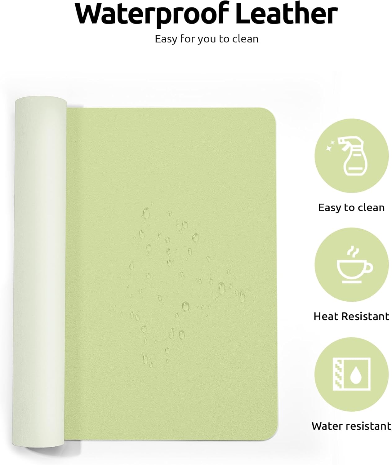 YSAGi Leather Desk Protector, Office Mat, Large Mouse Mat, Non-Slip PU Leather Blotter, Laptop Desk, Waterproof Writing Pad for Office and Home (Peak Green, 35.4" x 17")