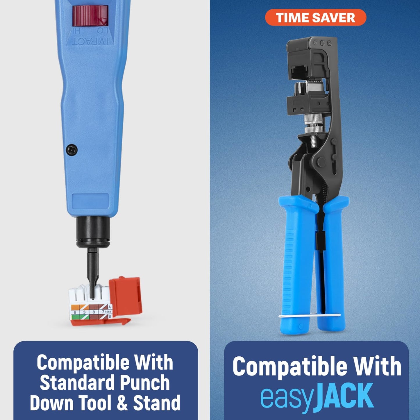 Everest 90° Angled RJ45 Cat6 Keystone Jacks 10-Pack in Orange - Slim Profile Female RJ45 Connectors - Cat 6 Keystone Jack - Compatible with 90° Angled Speed Termination Tool - easyJACK (B094WB91H3)