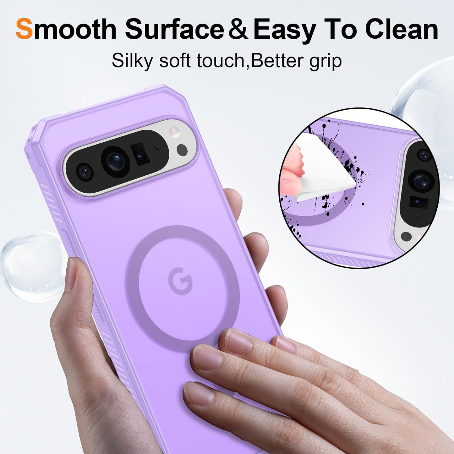 Magnetic for Google Pixel 9/Pixel 9 Pro Case, [Military Grade Drop Protection] [Compatible with MagSafe] Shockproof Slim Translucent Matte Anti-Slip for Women Girls Men Case, Lavender