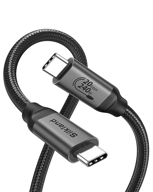 Silkland USB C Monitor Display Cable 6.6FT [4K@144Hz/60Hz 8K@30Hz], USB C 3.2 Gen 2x2 Video Cable, 20Gbps Data Transfer, 240W PD Fast Charge, Compatible with iPhone 16, MacBook Pro, iPad