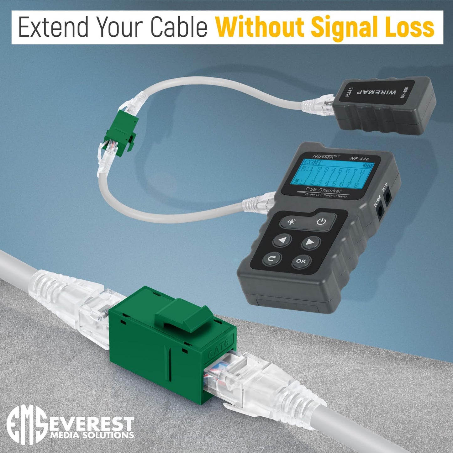 Everest Cat6 RJ45 Keystone Coupler (24-Pack) in Green - RJ45 Coupler - Cat 6 Couplers - Female to Female Cat6 Keystone Jacks - Ethernet Couplers - Ethernet Cable Extender