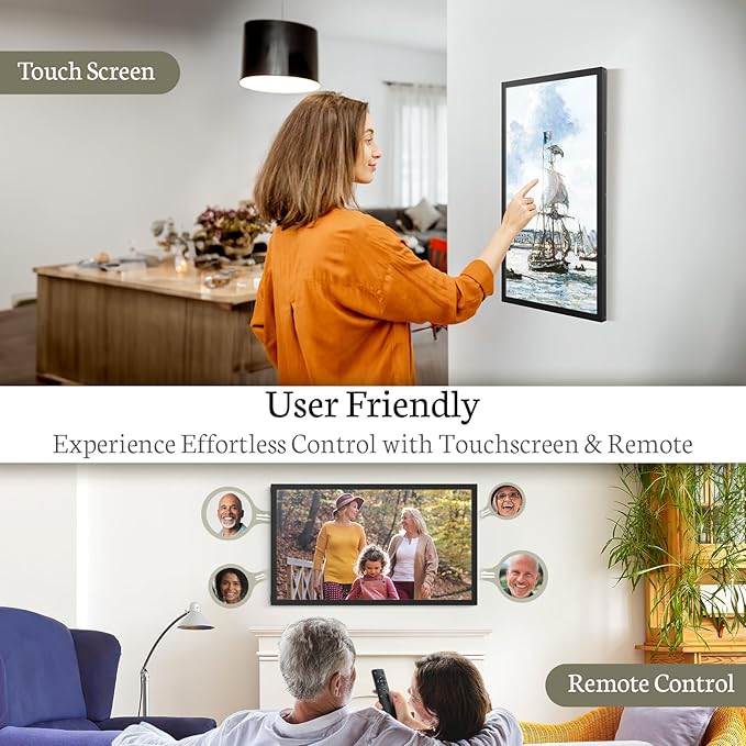 BSIMB Large Digital Picture Frame 21.5 Inch, 64GB Touchscreen 1920x1080 FHD WiFi Digital Photo Frame Electronic Remote Control, Share Pictures/Videos via App/USB/SD Easy Setup Gifts for Mom, Black