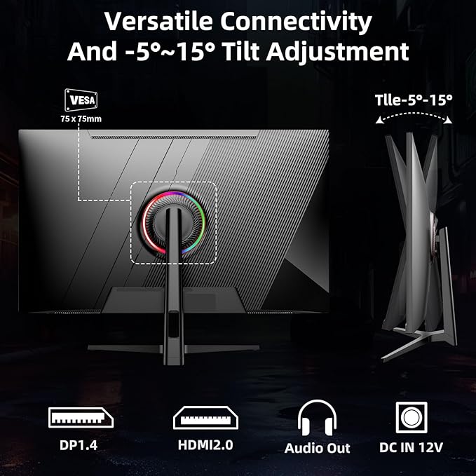 32 Inch UHD Gaming Monitor 4K, 60Hz (3840 X 2160) Computer Monitor, HDR400, DCI-P3 86%，100% sRGB, Eye Care, Freesync, HDMI, Dp Port and Built-in Speaker, Support Wall