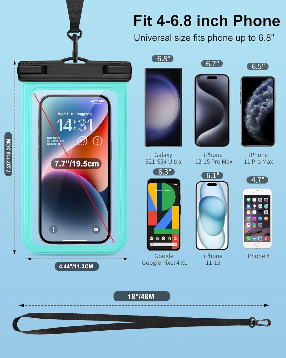 3-Pack Waterproof Phone Pouch for Cruise Essentials 2025, Beach Vacation Essentials for Cruise, Dry Bag for Travel Kayak Accessories, Water Proof Case for iPhone 15 14 13 12 Plus Pro Max Galaxy Pixel