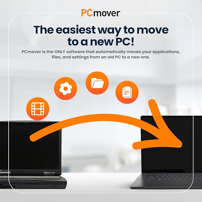 Laplink PCmover Ultimate 11 - Easy Migration of your Applications, Files and Settings from an Old PC to a New PC - Data Transfer Software - With Optional Ultra High Speed Thunderbolt Cable - 1 License