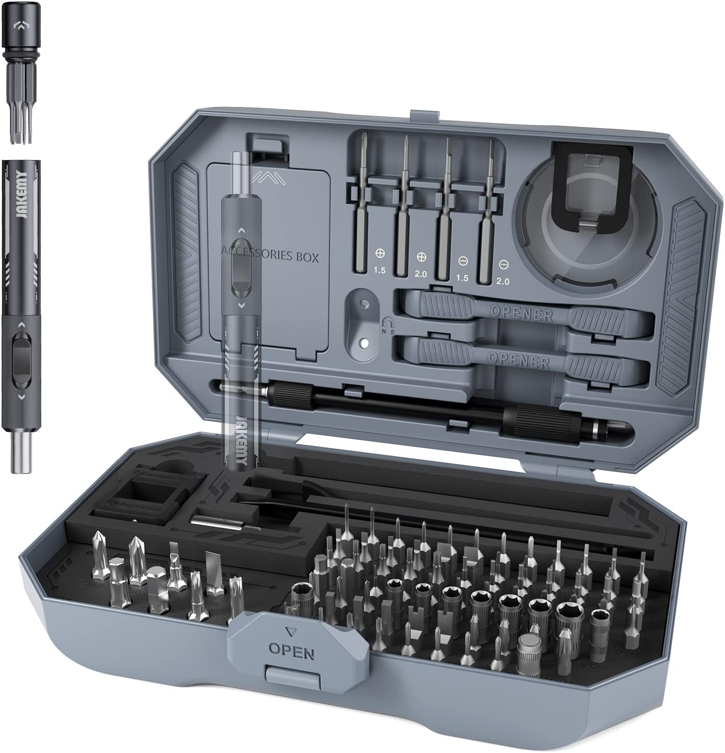 Metal Small Ratchet Screwdriver Set, JAKEMY Portable Ratcheting Screwdriver Kit with 90 Magnetic Bits and Opening Pry Tool for Laptop, Computer, MacBook, Phone, Watch, Console, Eye Glasses, DIY