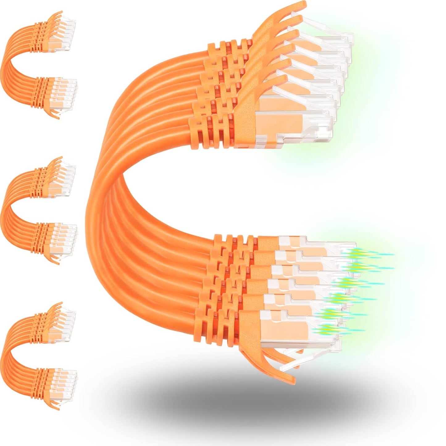 Rapink Patch Cables Cat6 5ft (24 Pack), Ethernet Patch Cable 10G Support, Cat 6 Patch Cable for Patch Panel to Switch, Flexiable Cat 6 Ethernet Cable with Gold Plated Orange