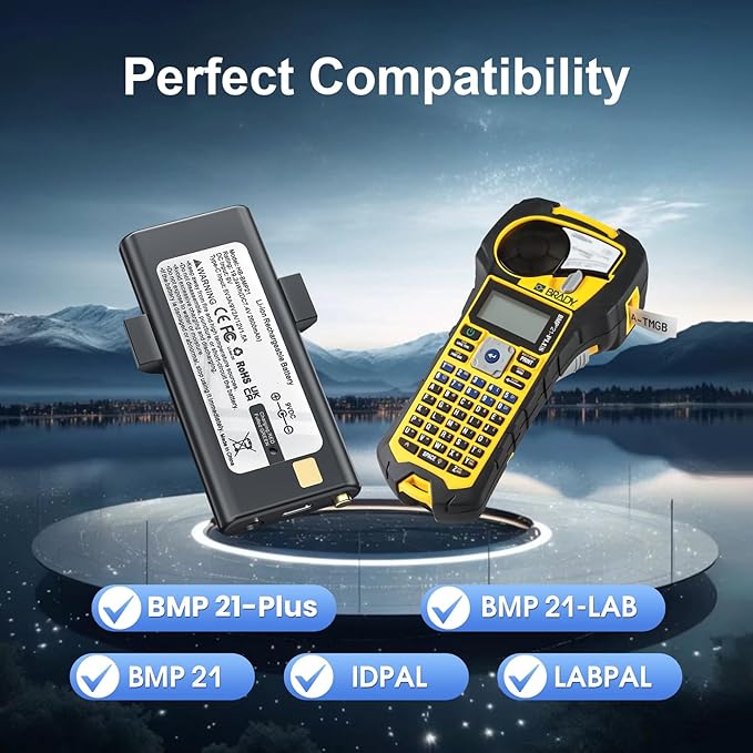 Runpower Brady Label Printer Replacement Battery, 2600mAh Rechargeable Lithium-ion Battery Compatible with Brady M210, BMP21-Plus, BMP 21-LAB, BMP 21, IDPAL and LABPAL (1 Pack)