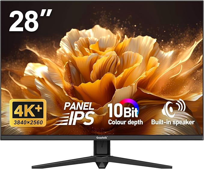Gawfolk 28 Inch 4K Monitor IPS 60Hz, UHD (3840x2560p) PC Screen Built-in Speakers, Ultra HD Computer Dispaly for Home & Office, Support HDMI & DP, 3:2, 10Bit, 1.07 Billion Colours
