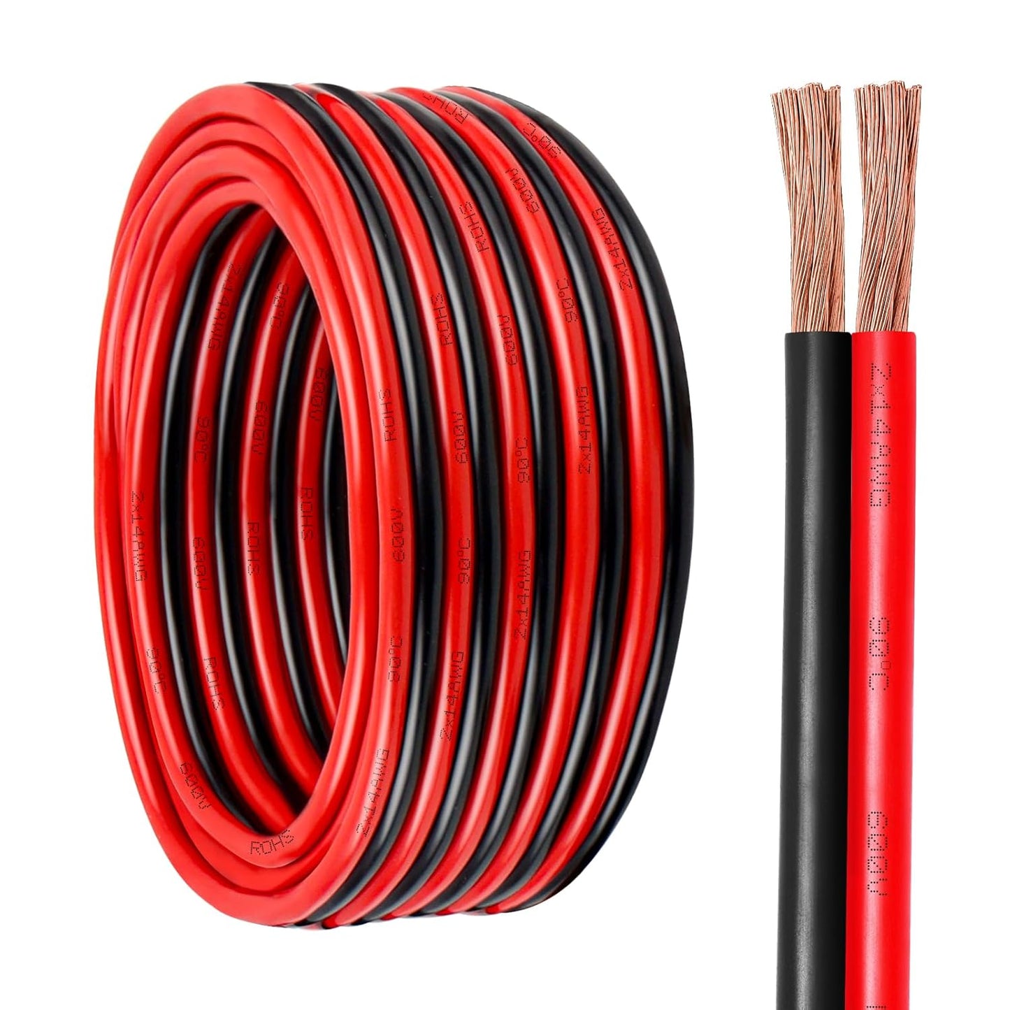 14 Gauge Wire 2 Conductors Copper Wire, 14 AWG Battery Cable Oxygen Free Copper Wire for Solar Panel, Automotive, Trailer, RV and Speaker (14 Gauge 200FT)