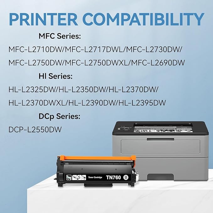 TN760 for TN760 TN-760 TN 730 Toner Cartridges Used to HL-L2350DW HL-L2395DW MFC.L2710DW MFC-L2690DW DCP-L2550DW Printers , High Yield Black - 4Pack