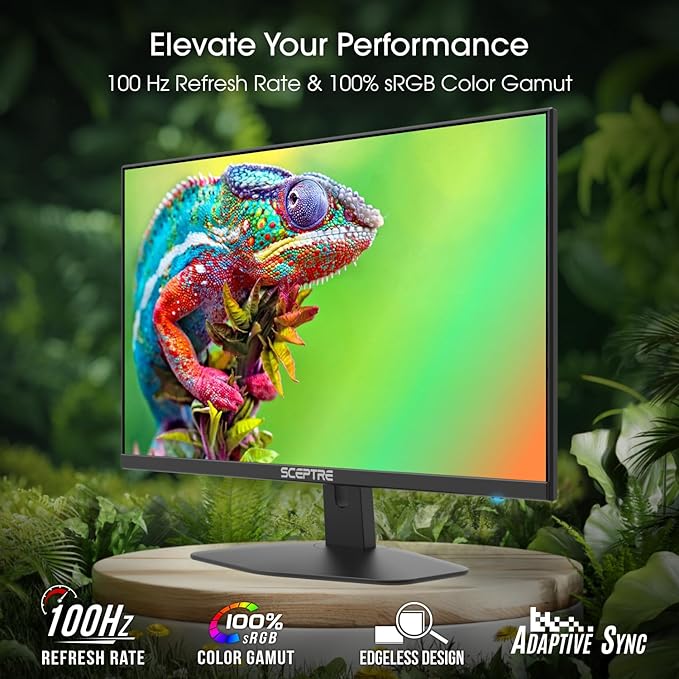 Sceptre New 24-inch Gaming Monitor 100Hz FreeSync 2X HDMI 1X DP Build-in Speakers, Machine Black 2026 (E248W-FW100T Series)