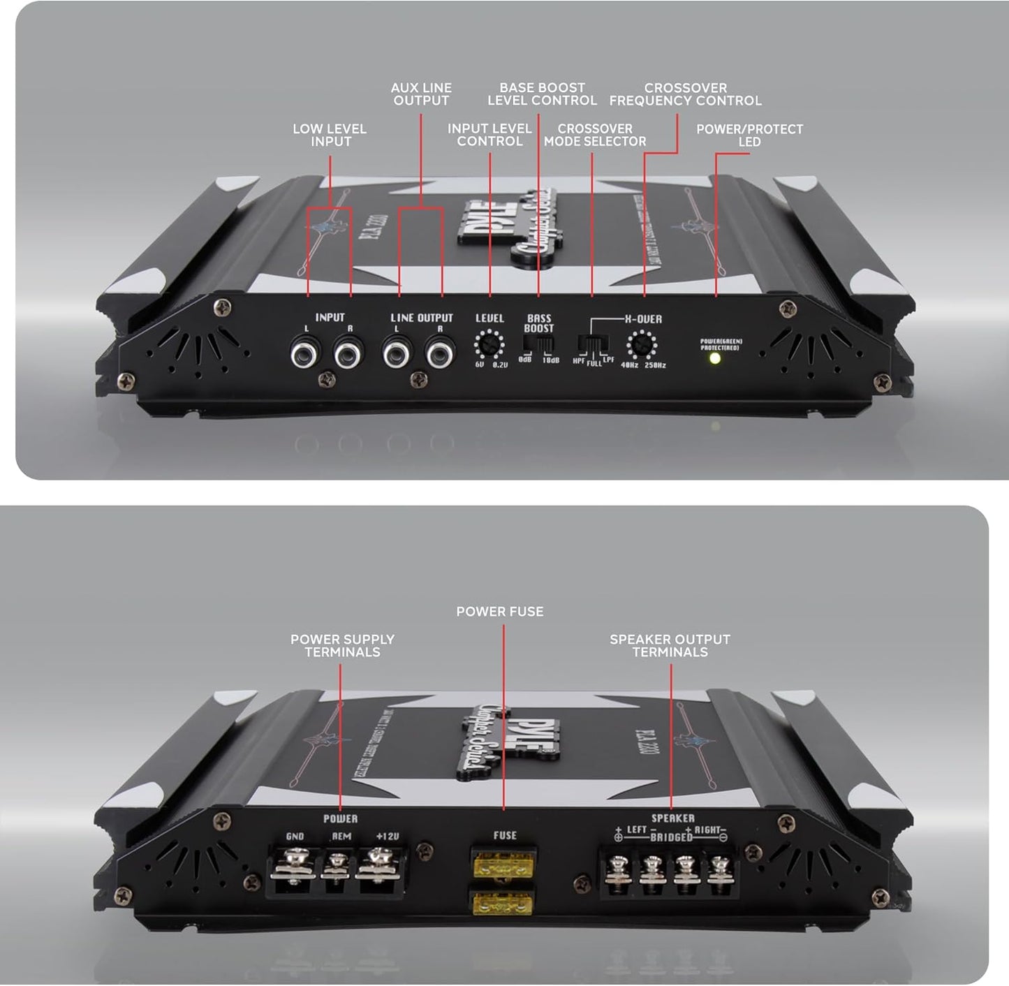 Pyle 2 Channel Car Stereo Amplifier- 1400W Dual Channel Bridgeable High Power MOSFET Audio Sound Auto Small Speaker Amp w/ Crossover, Bass Boost Control, Gold Plated RCA Input Output, Black - PLA2200