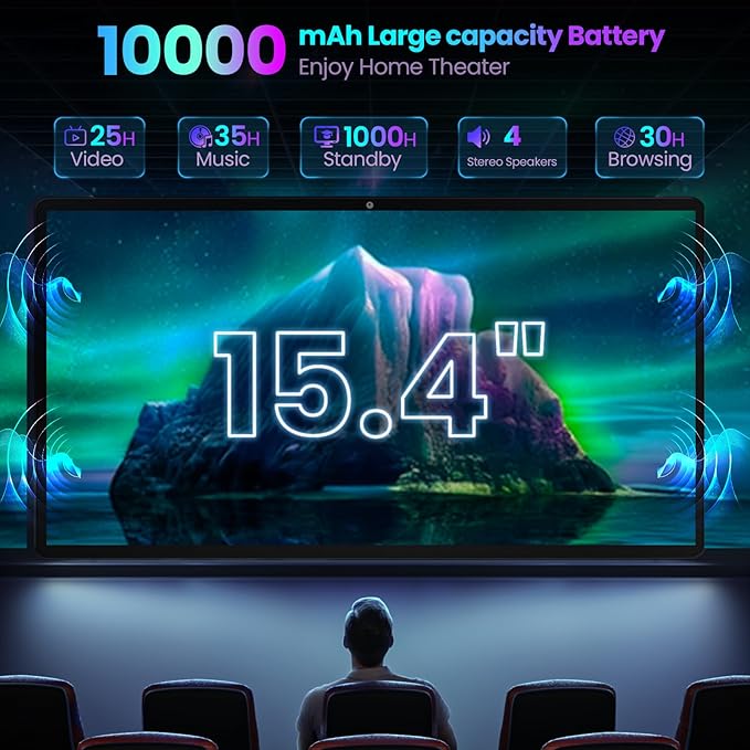 jumper 15.4 inch Tablet, Android 15 Tablet with Helio G99 Octa-Core Processor(Beat Unisoc T618), 2 in 1 Tablets with Keyboard Stand Case, 8GB RAM 256GB ROM, 10000mAh, BT5.2, 4 Speakers, 2.4G/5G WiFi