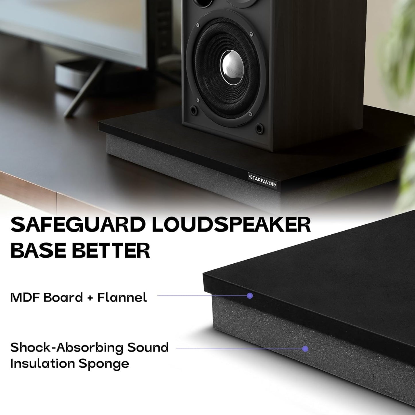 Starfavor Subwoofer Isolation Pad for 8-10 inches Subwoofers,15"*15"*2.1"Isolation Platform Acoustic Riser Pad,Audio Acoustic Noise Isolation Platform Pads for Studio Monitor,Subwoofer,Loud Speakers
