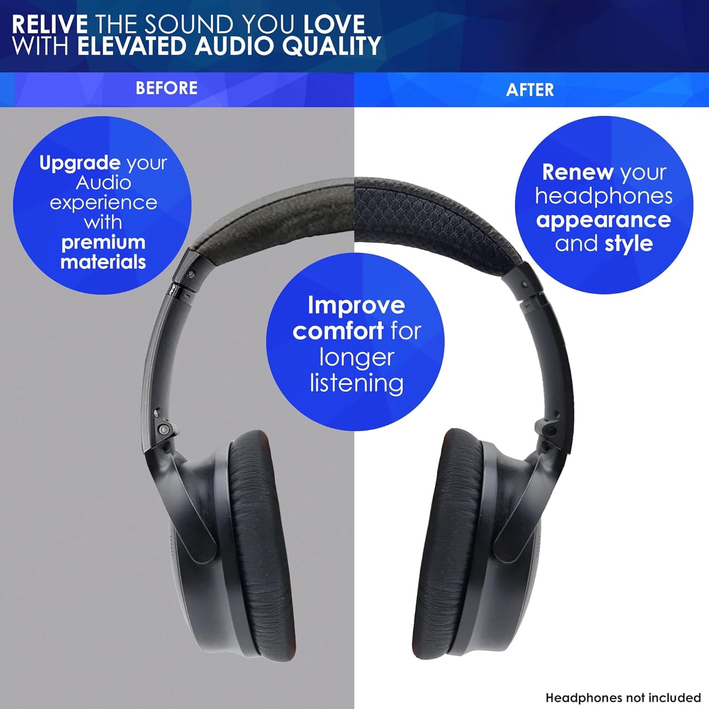 quietcomfort QC35 ii QC35 cool gel headband cushion cover. Compatible with Bose QuietComfort 2023 QC45 QC35 QC35 II QCSE Headphones. Easy DIY Fit | COOLING GEL | EXTRA THICK