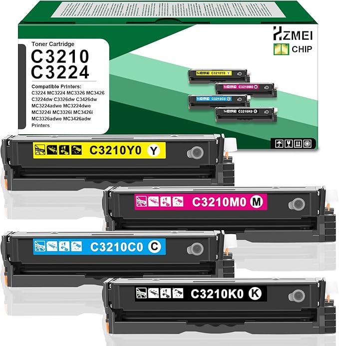 MC3224 MC3326 Toner Cartridge High Yield with New Chip for C3210K0 C3210C0 C3210M0 C3210Y0 Toner Compatible for Lexmark C3224 C3326 MC3224 MC3326 MC3426 MC3426i MC3426adw MC3326adwe Series Printer